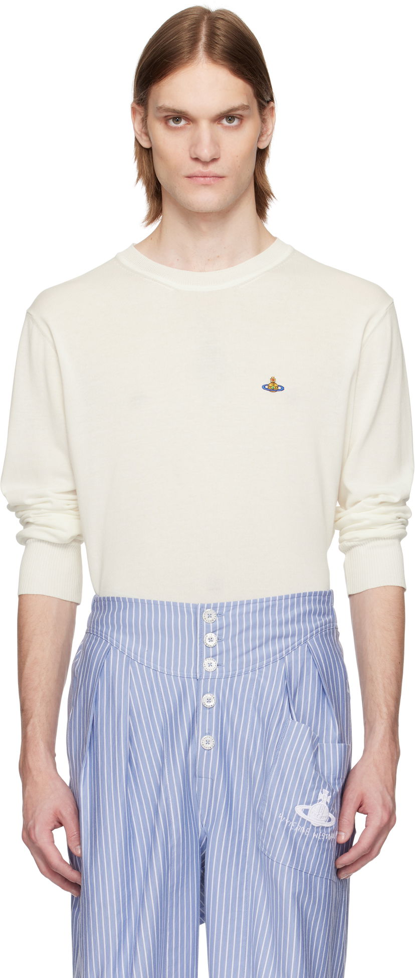 Sweater Vivienne Westwood Vivienne Westwood Alex Round Neck Sweater Vit | 27010012-Y003F-