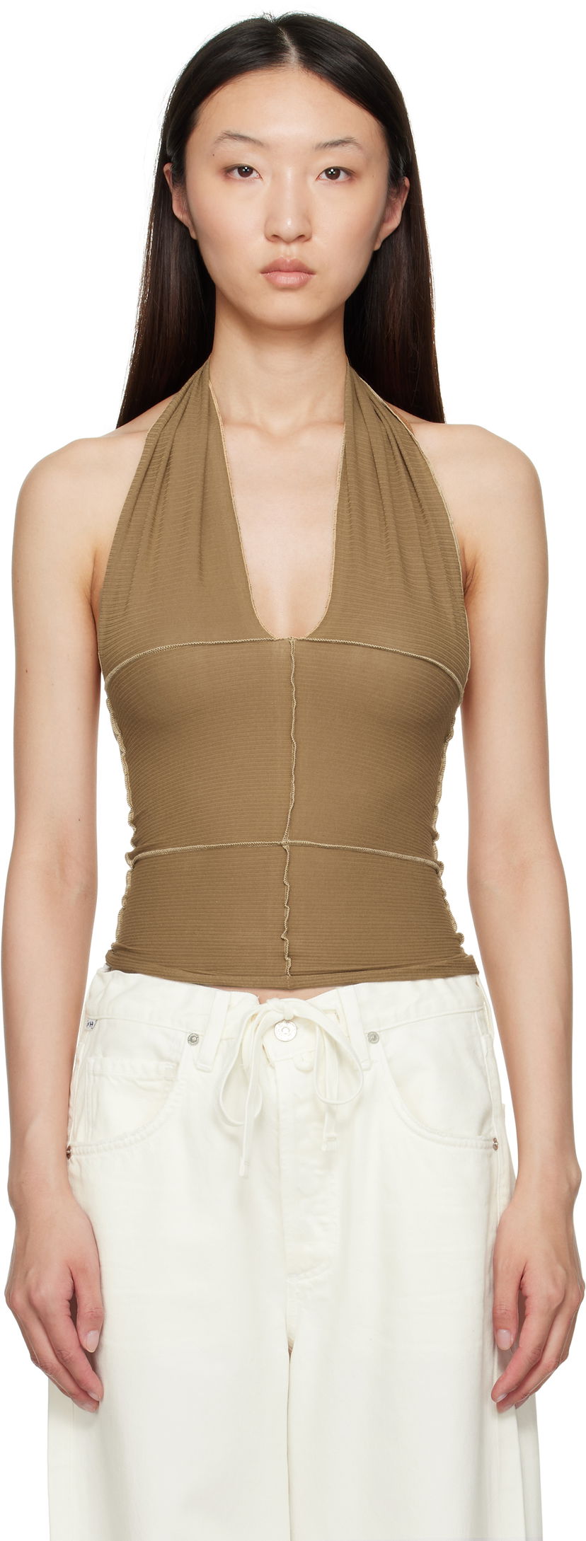 Linne Baserange Baserange Cinder Halter Top Brun | TOCH-RB-SU25