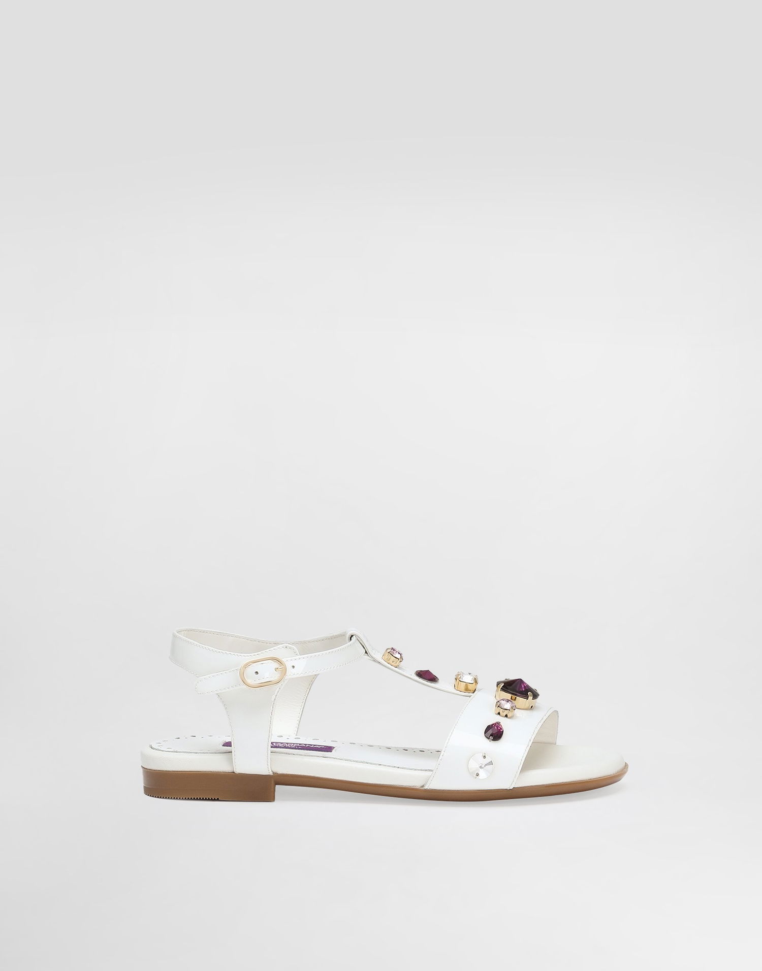 Tillbehör Dolce & Gabbana Dolce & Gabbana Patent Leather Sandals With Crystals Vit | D11364AN1968V135, 0