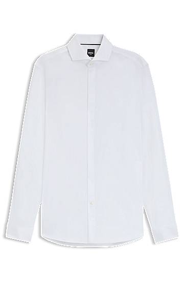 Skjorta BOSS Slim Fit Wrinkle-Resistant Oxford Cotton Shirt Vit | 50550961
