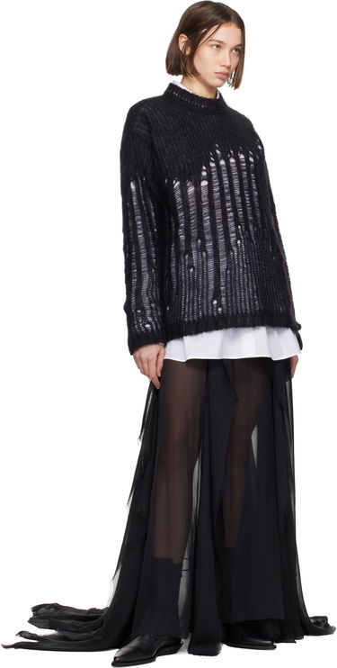 Sweater Ann Demeulemeester Ann Demeulemeester Rigmor Oversize Distressed Sweater Svart | 2402-W-KN09-KN044-099, 3