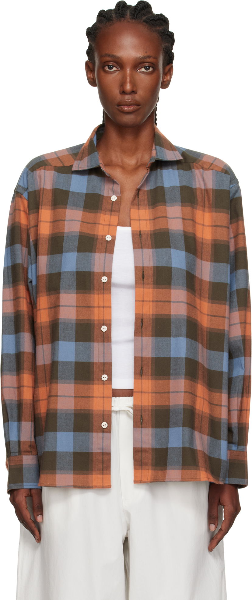 Skjorta Baserange Baserange Claude Plaid Button-Down Shirt Orange | TSCL-OC-AU25