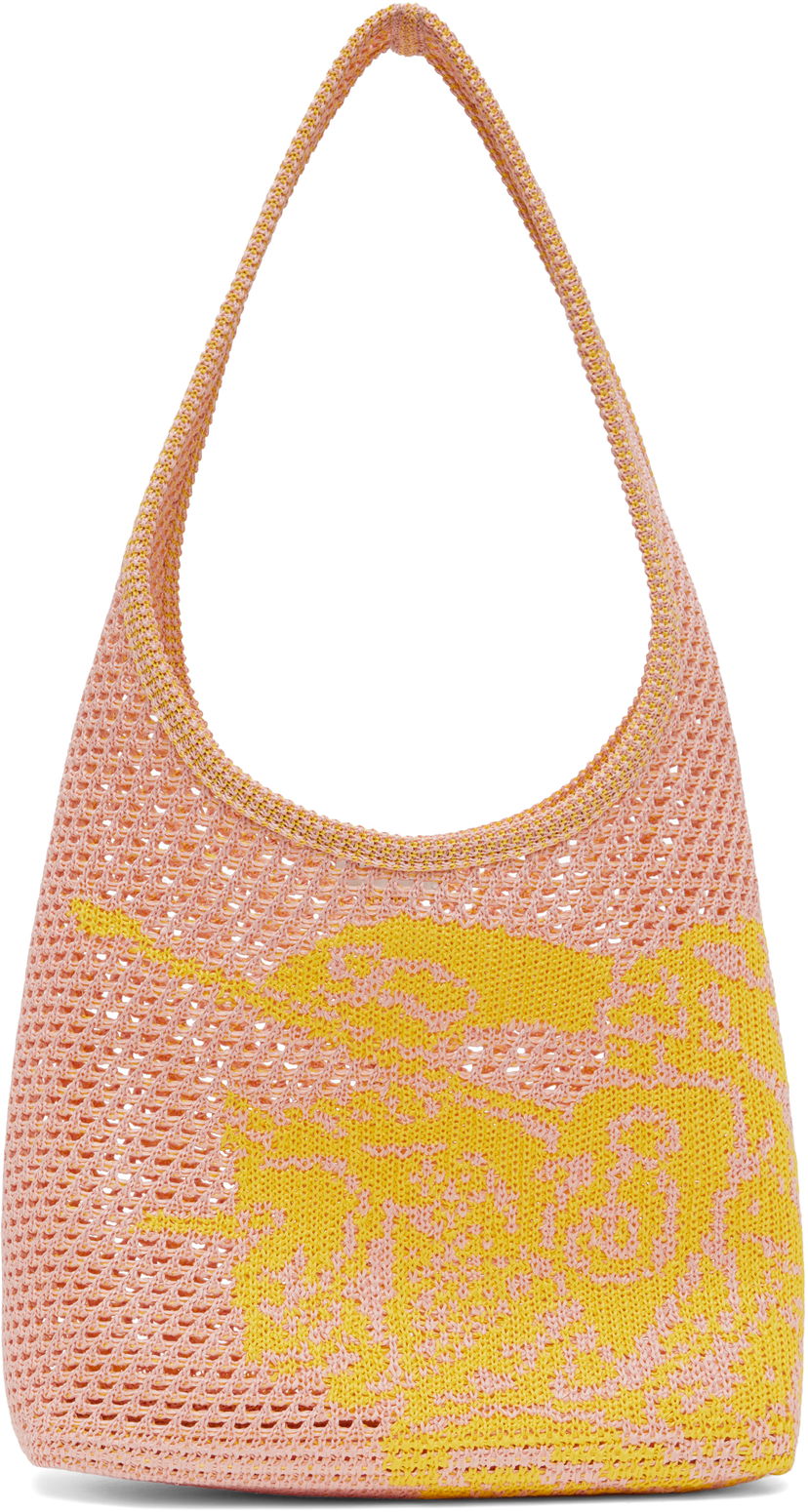Tygpåse Burberry Burberry Small EKD Crochet Tote Rosa | 8106533