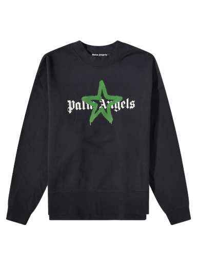 Sweater Palm Angels Star Sprayed Logo Crewneck Svart | PMBA026C99FLE0081055