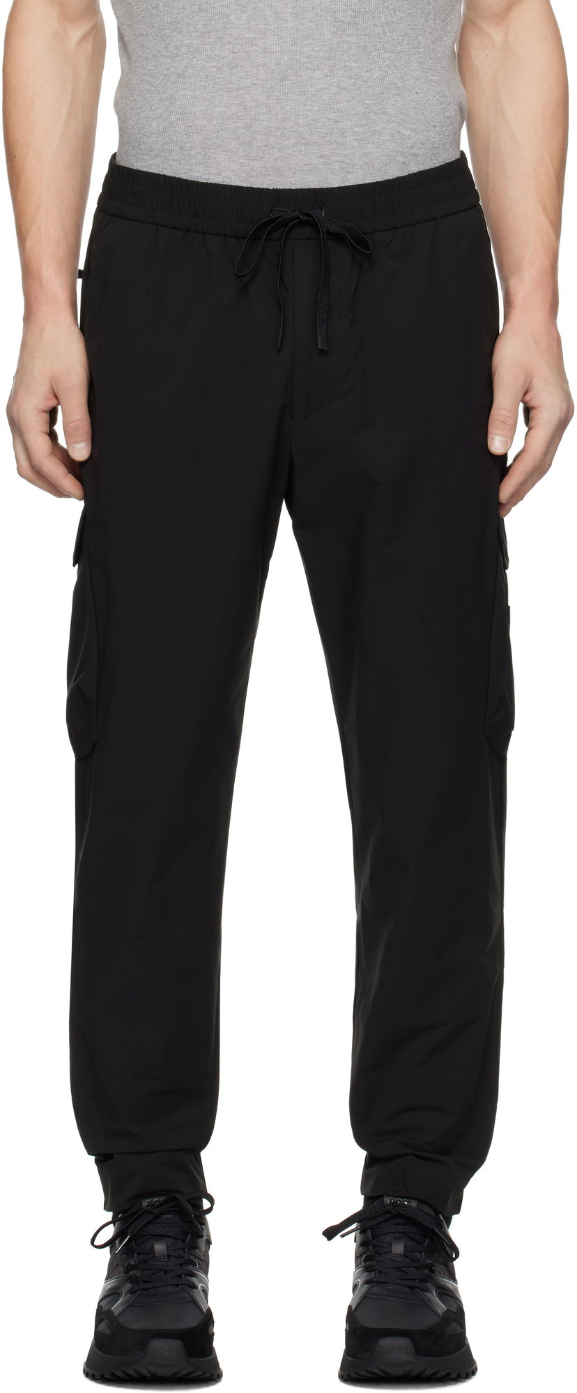Cargo byxor BOSS Tapered-Fit Cargo Pants Svart | 50508339