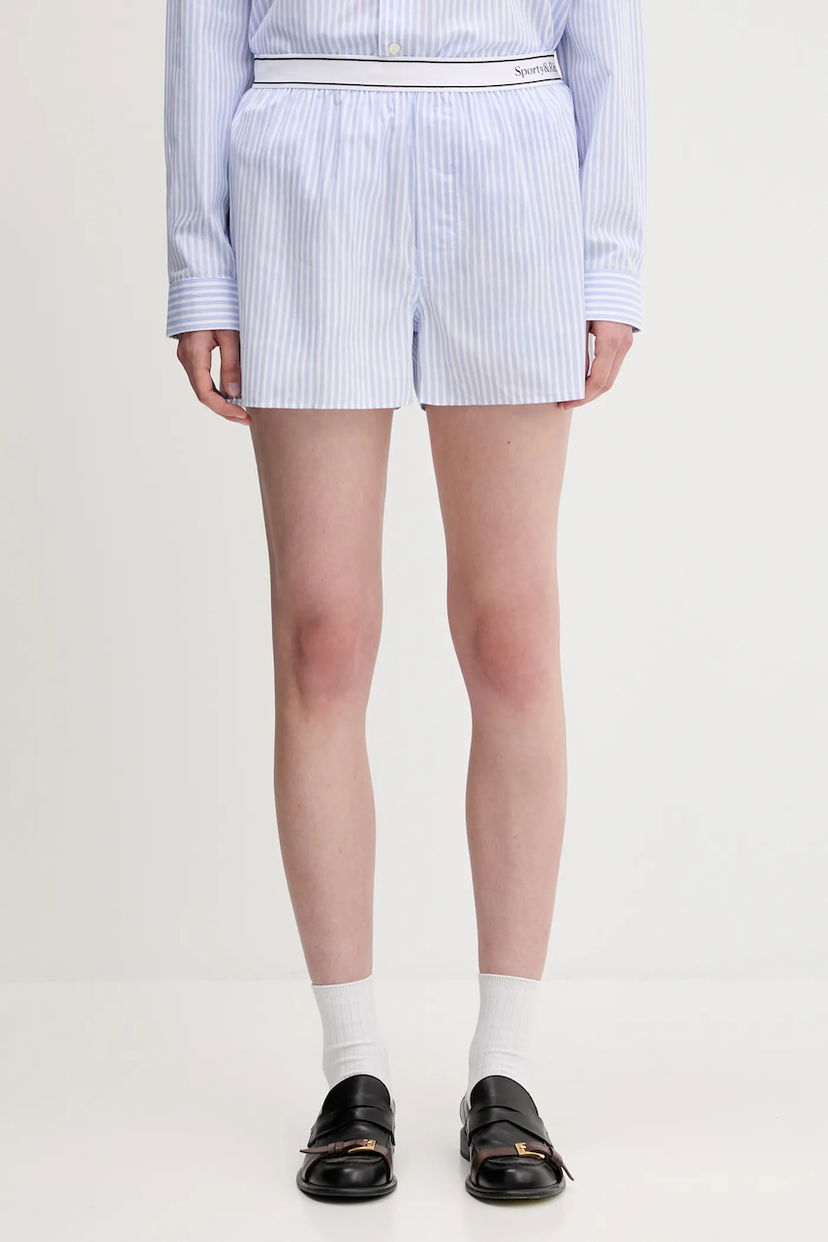 Shorts Sporty & Rich Sporty & Rich Serif Logo High Waist Shorts Blå | SH015612300ST08