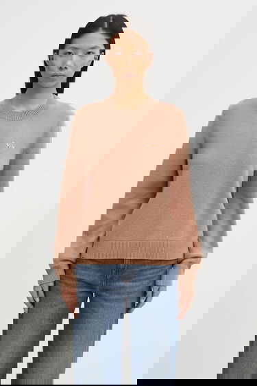 Sweater MAISON KITSUNÉ Maison Kitsuné Baby Fox Lambswool Regular Fit Crew Neck Sweater Beige | PW00817KT1006, 0