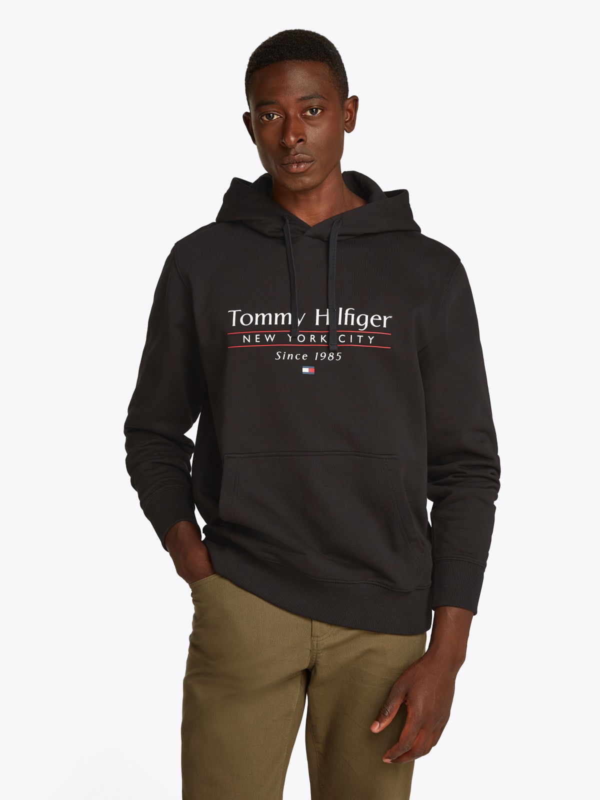 Sweatshirt Tommy Hilfiger Tommy Hilfiger New York City Drawstring Hoodie Svart | MW0MW38672BDS, 0