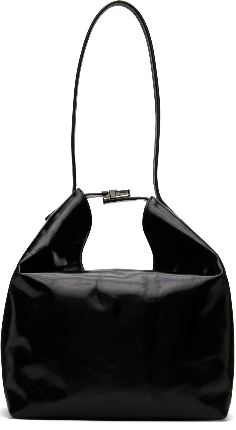 Axelväska BY FAR BY FAR Maxi Bea Creased Leather Shoulder Bag Svart | MWBSB054CL034BK001PL