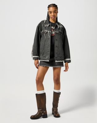 Jacka Wrangler Wrangler Icon Era Fray Denim Jacket XS Svart | 112356496:XS, 1