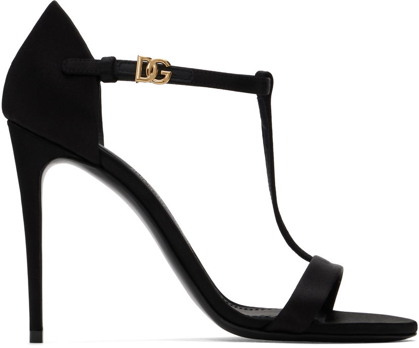 Sneakers och skor Dolce & Gabbana Satin T-Bar Heeled Sandals Svart | CR1766 A7630