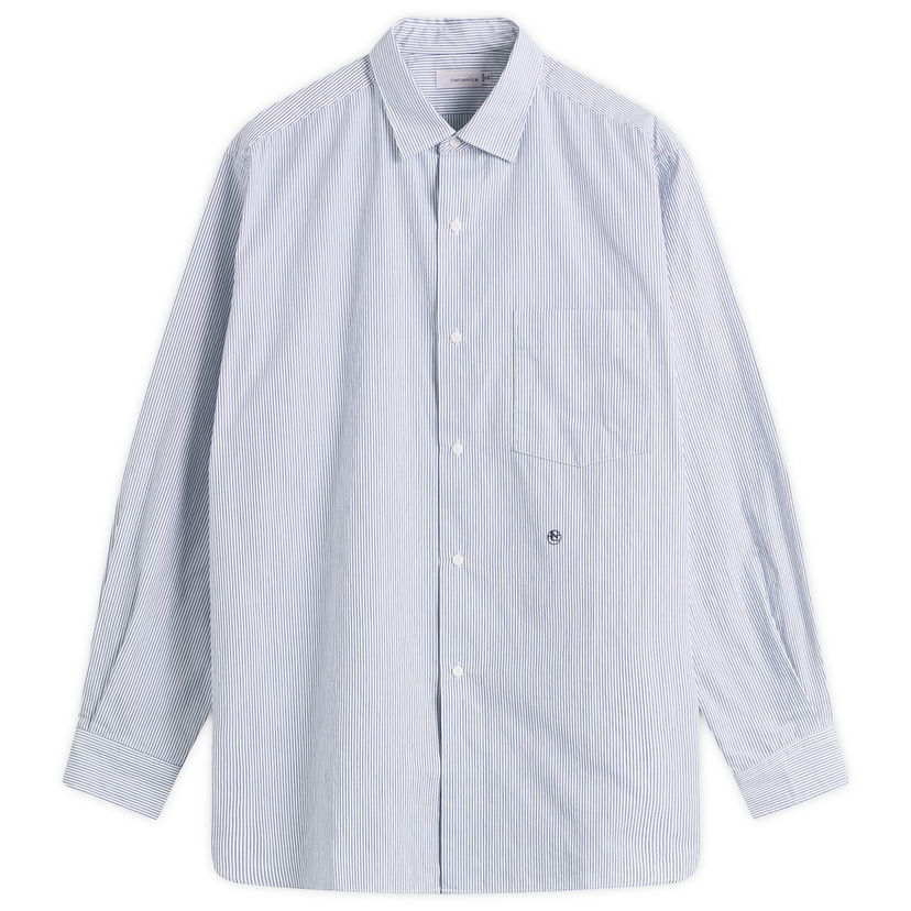 Skjorta NANAMICA Nanamica Regular Collar Stripe Wind Shirt, Size Small Blå | SUGF362E-N