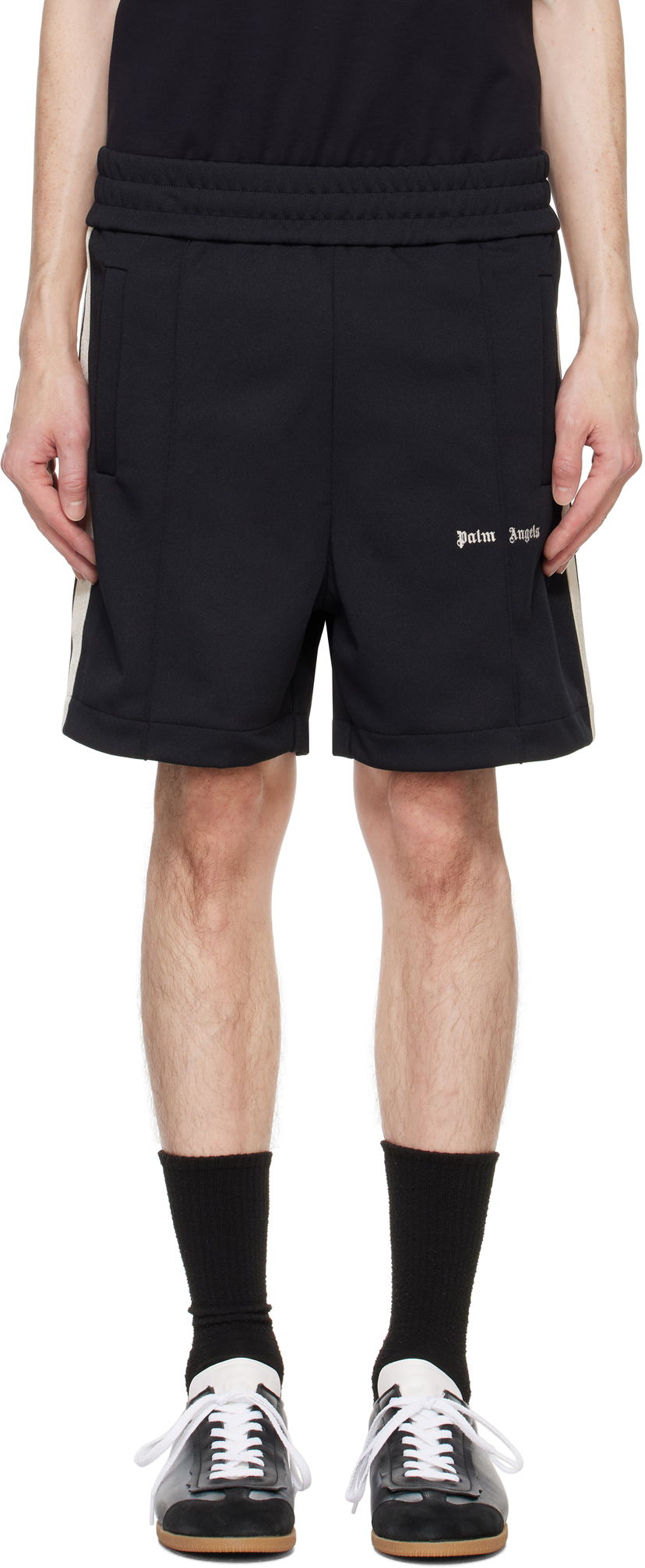Shorts Palm Angels Logo Track Svart | PMCL004C99FAB0011003