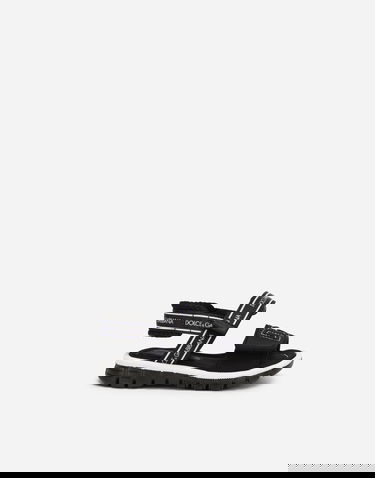 Sneakers och skor Dolce & Gabbana Technical Fabric Sandals With Dg Logo For First Steps (19-26) Svart | DL0068AY2338B939, 0