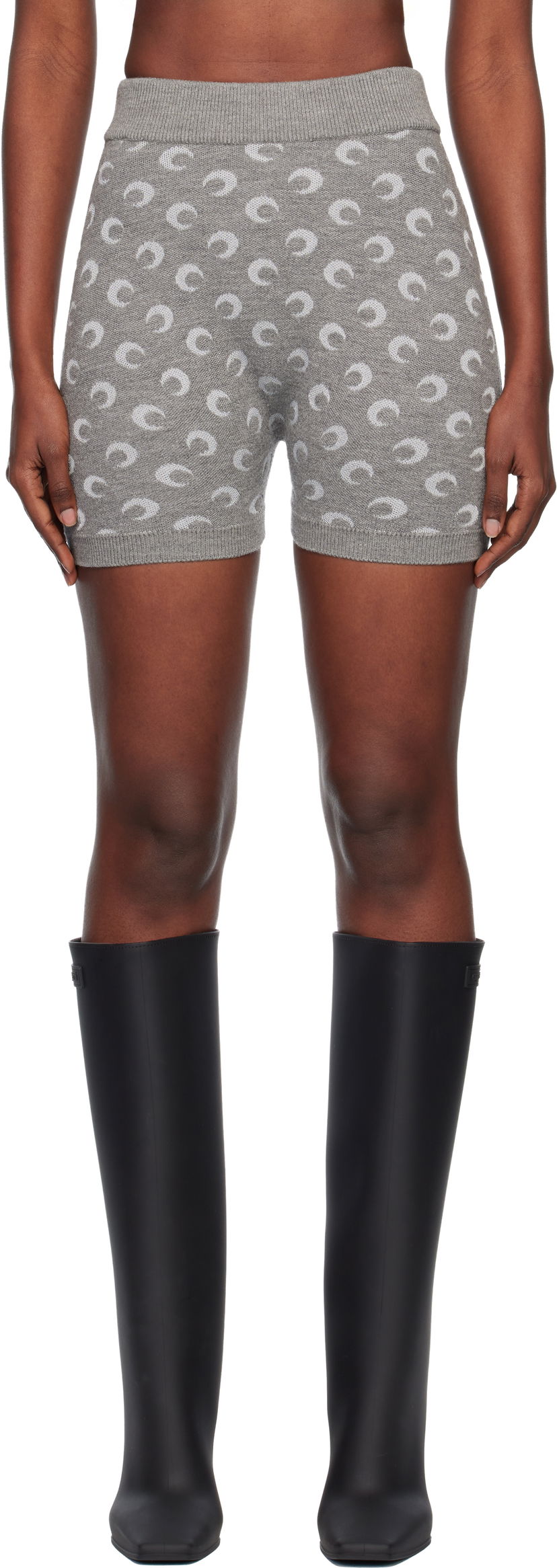Shorts Marine Serre Marine Serre Moon Jacquard Knit Shorts Grå | WSH013ACKNI0530