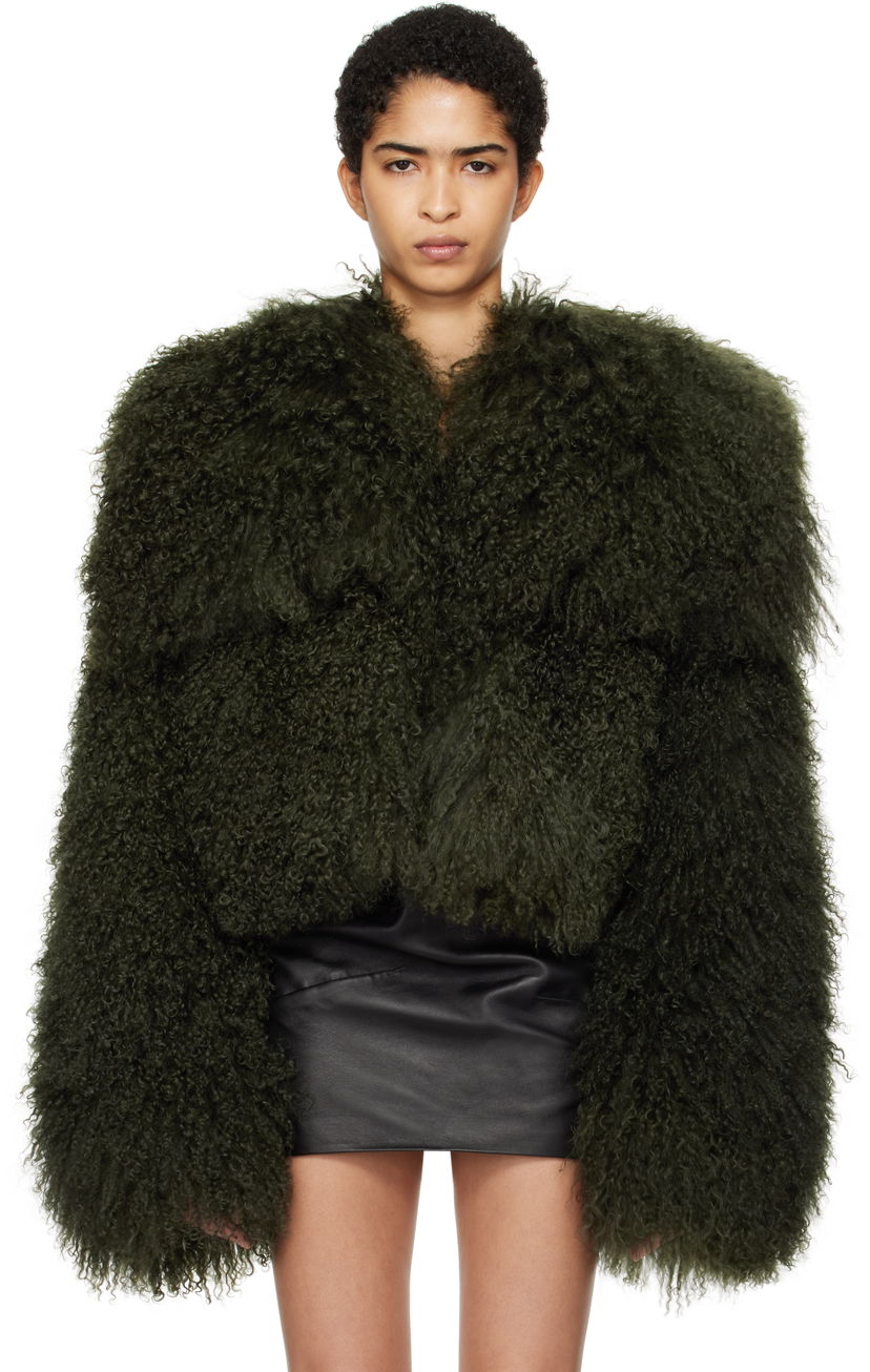 Jacka The Attico Attico Cropped Shearling Jacket Grön | 250WCB00081 LBT044AA