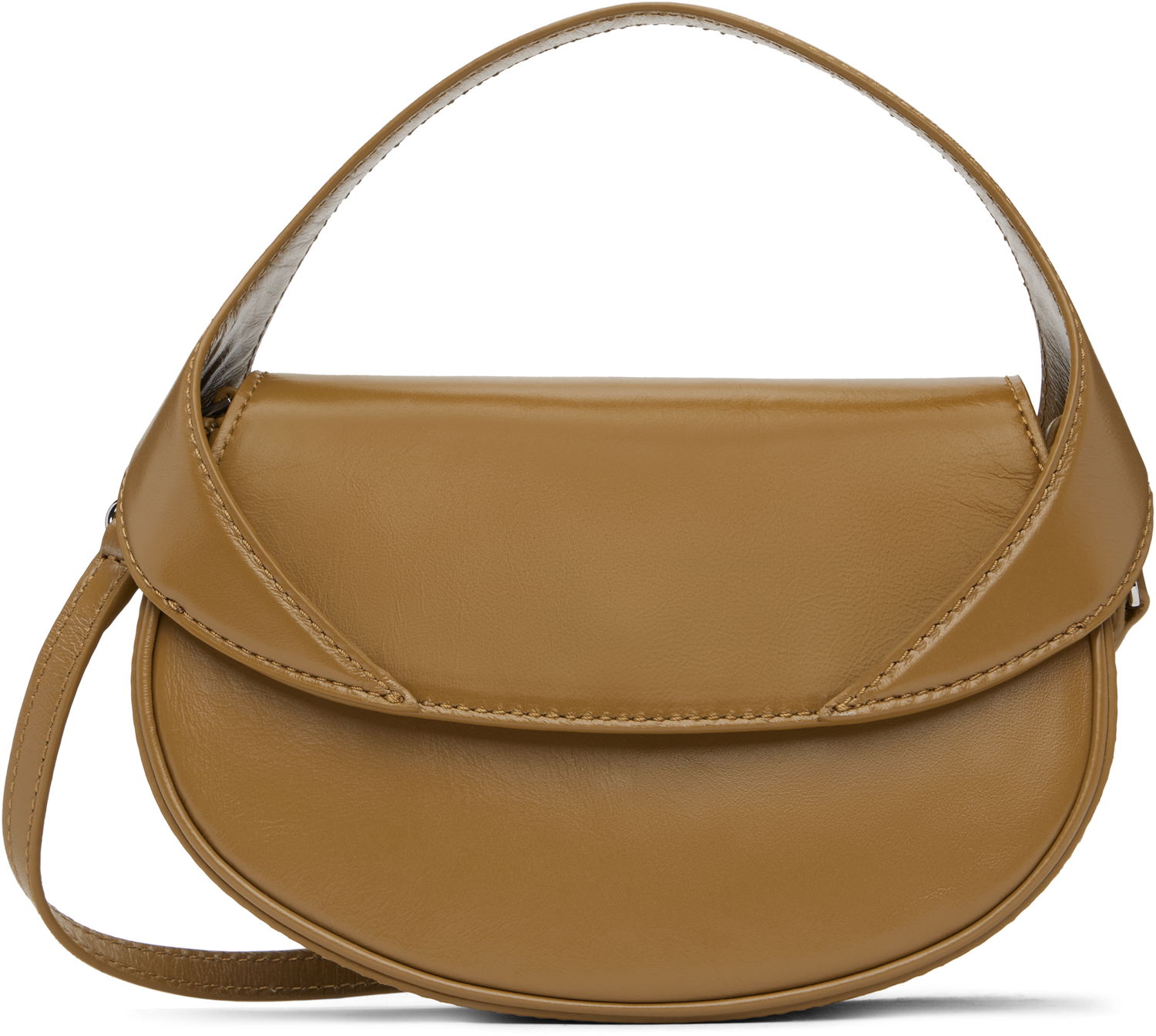 Handväska BY FAR Hari Creased Leather Shoulder Bag Brun | MWBTH008LL002BR044PL, 0
