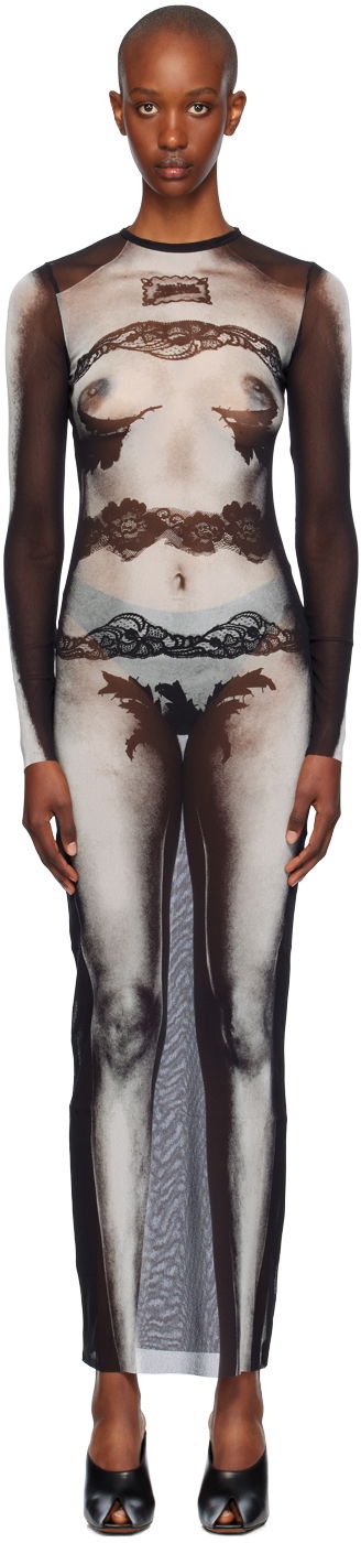 Klä Jean Paul Gaultier Gaultier Printed Mesh Maxi Dress Flerfärgad | 24/31-F-RO269-T564-000201