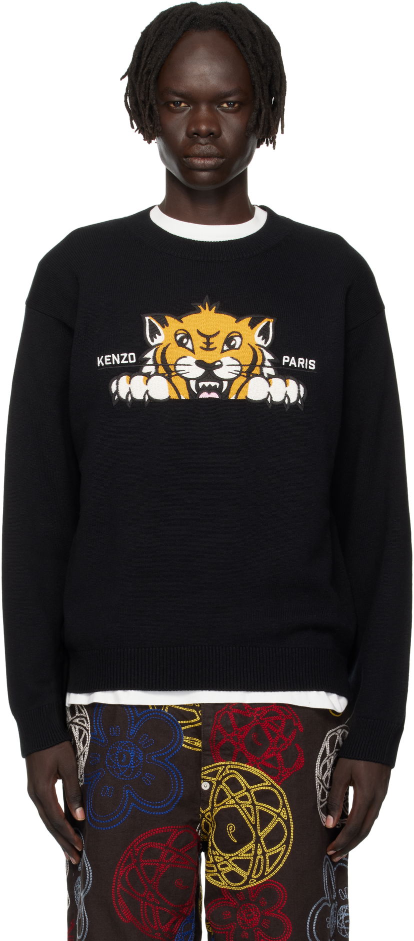 Sweater KENZO Kenzo Paris 'KENZO Happy Tiger' Embroidered Sweater Svart | FF65PU7503LI
