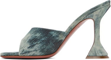 Tillbehör Amina Muaddi Amina Muaddi Lupita Slipper Heeled Sandals Blå | LUPITA SLIPPER CL PRINTED SUEDE, 2