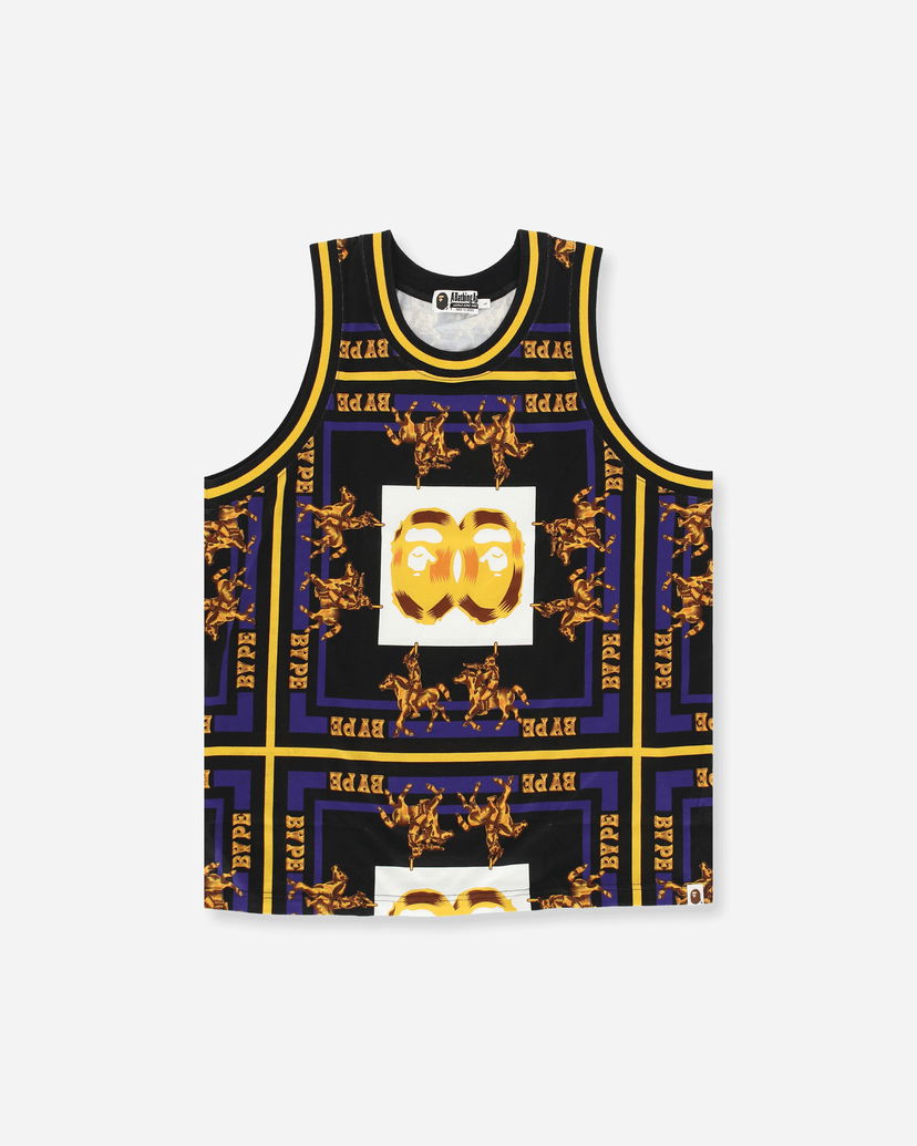 Linne BAPE Double Ape Head Basketball Jersey Svart | 1H30109008 001