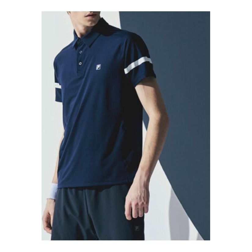 Polotröja FILA Contrast Stitching Polo Shirt Mörkblå | A11M021152F-NV