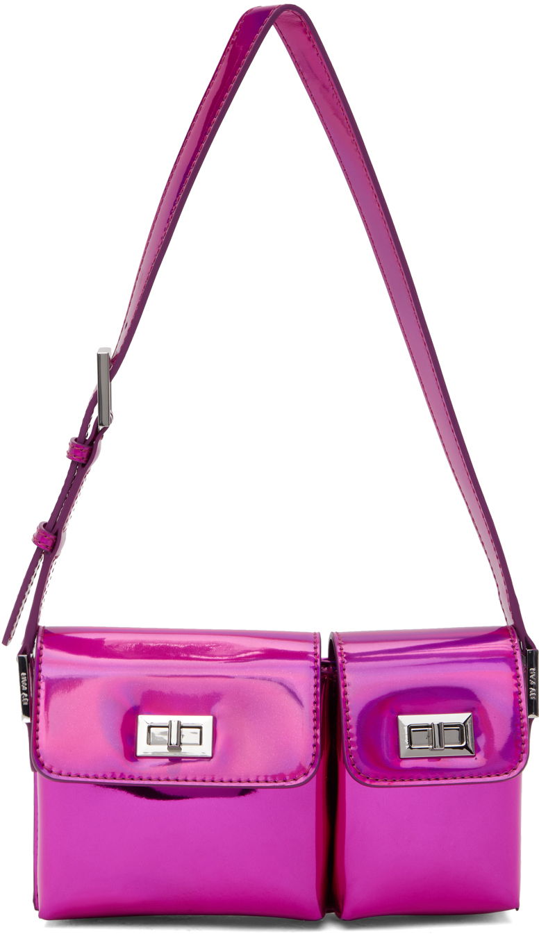 Handväska BY FAR Double Pocket Metallic Shoulder Bag Rosa | 23PFBABYBOFCHIRLSMA