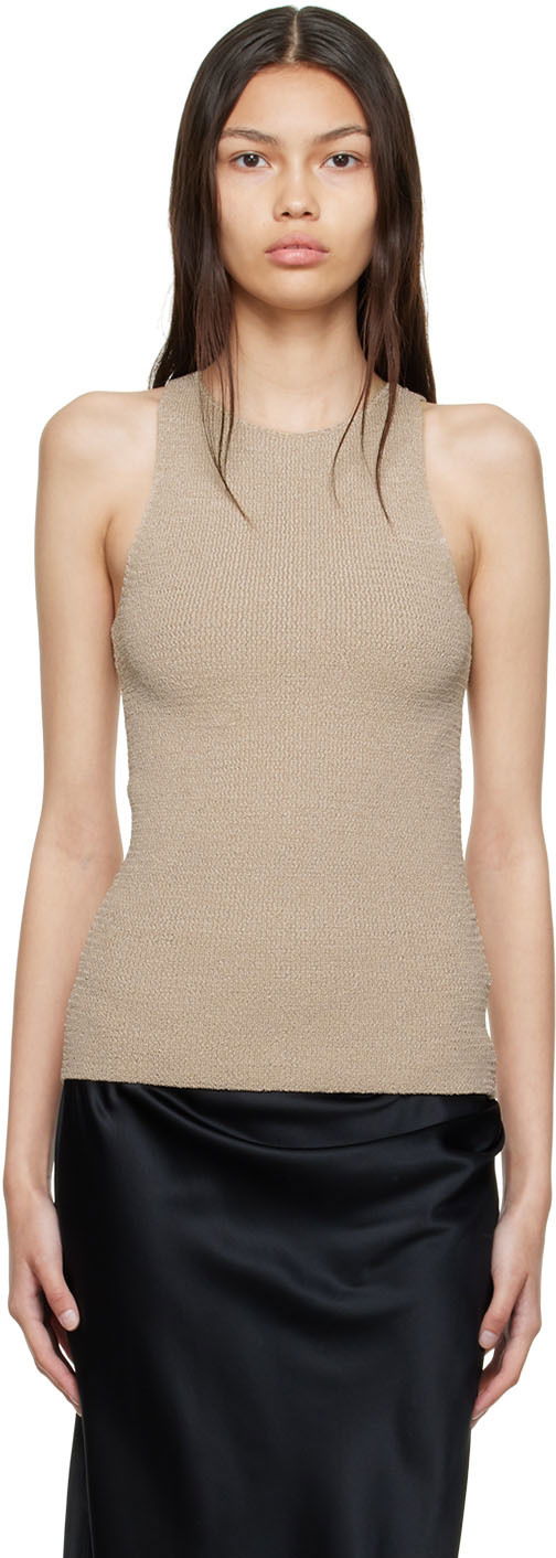 Linne Helmut Lang Taupe Polyester Tank Top Beige | M04HW706