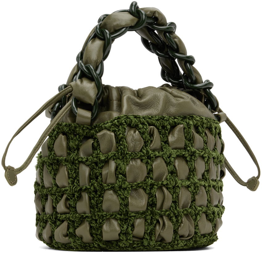 Handväska BY FAR BY FAR Cass Crocheted Drawstring Bag Grön | 23CRCSACMLGCHLLSMA, 1