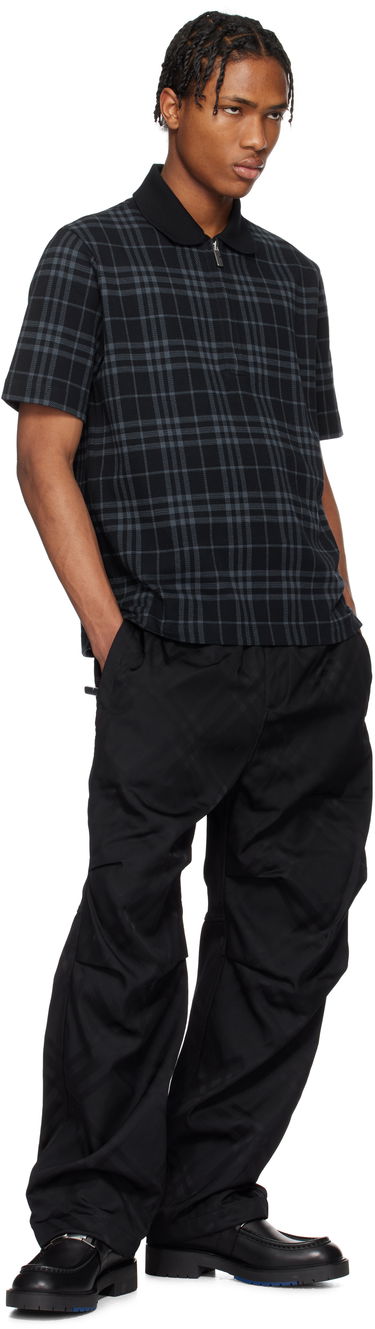 Polotröja Burberry Burberry Stretch Cotton Blend Check Polo Svart | 8101895, 3