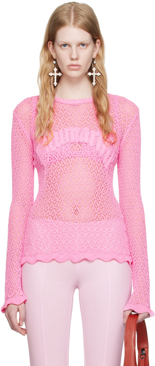Sweater Blumarine Pink Scalloped Sweater Rosa | P344M026A
