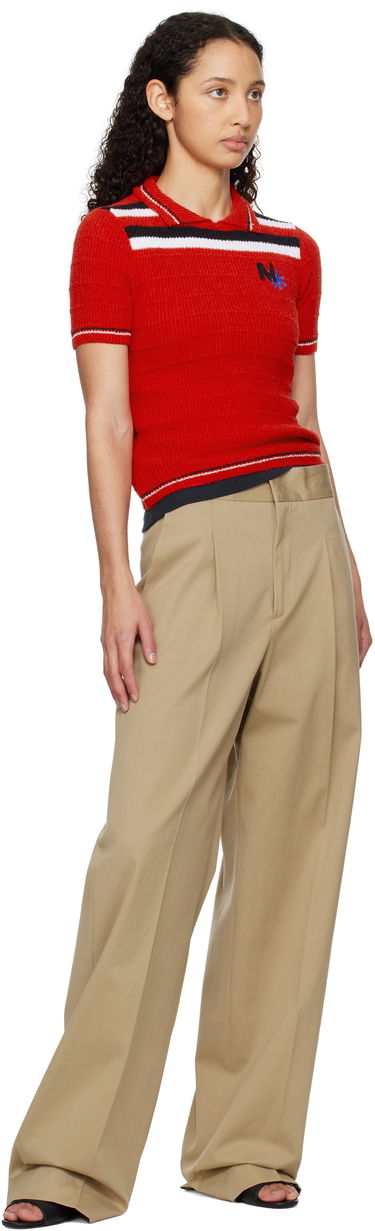 Byxor MSGM MSGM Faille Pleated Trousers Beige | 3841MDP20 257138, 3