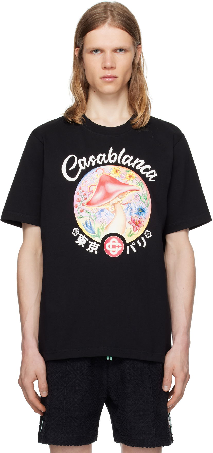 T-shirt Casablanca Casablanca Mushroom Emblem T-Shirt Svart | MPF25-JTS-001-05