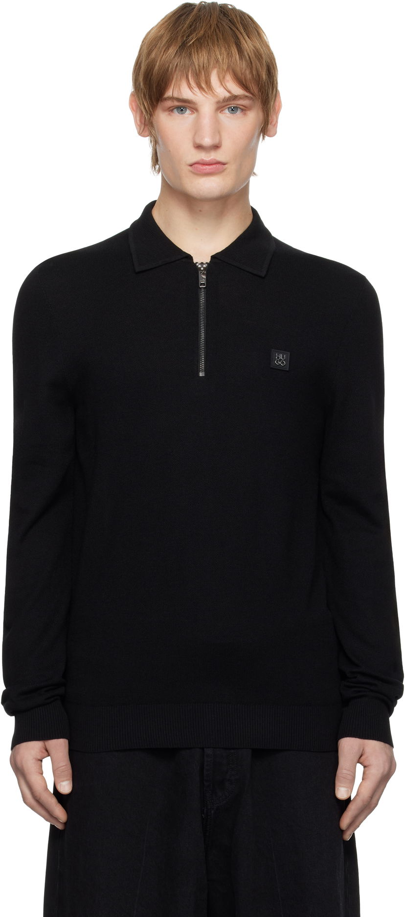 Polotröja BOSS Polo Shirt With Stacked Logo Svart | 50533346
