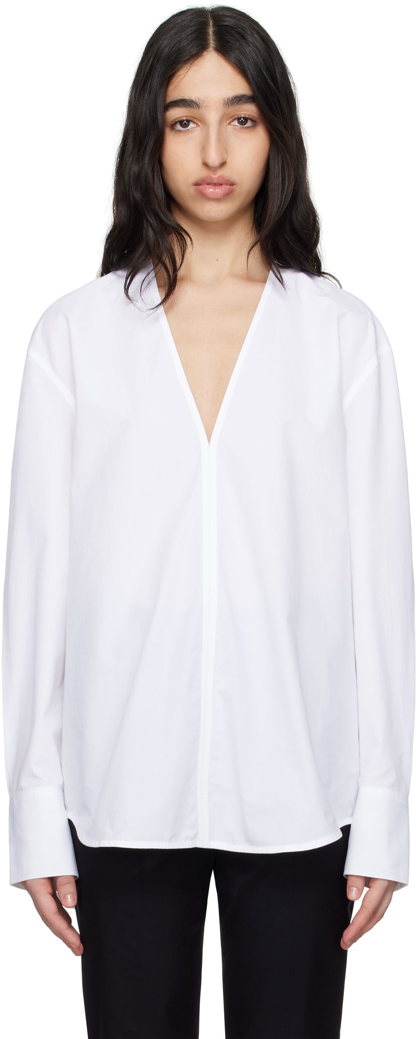 Skjorta TOTEME TOTEME V-Neck Shirt Vit | 252-WRT0503-FB0119