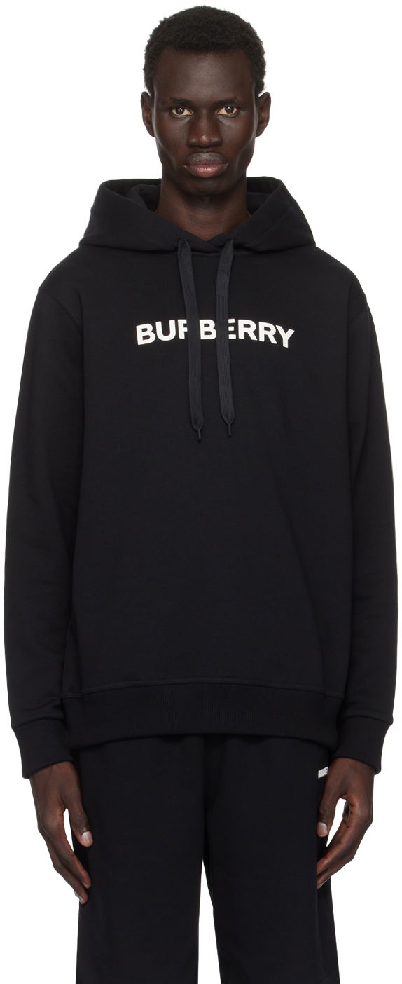 Sweatshirt Burberry Logo Cotton Hoodie Svart | 8096363