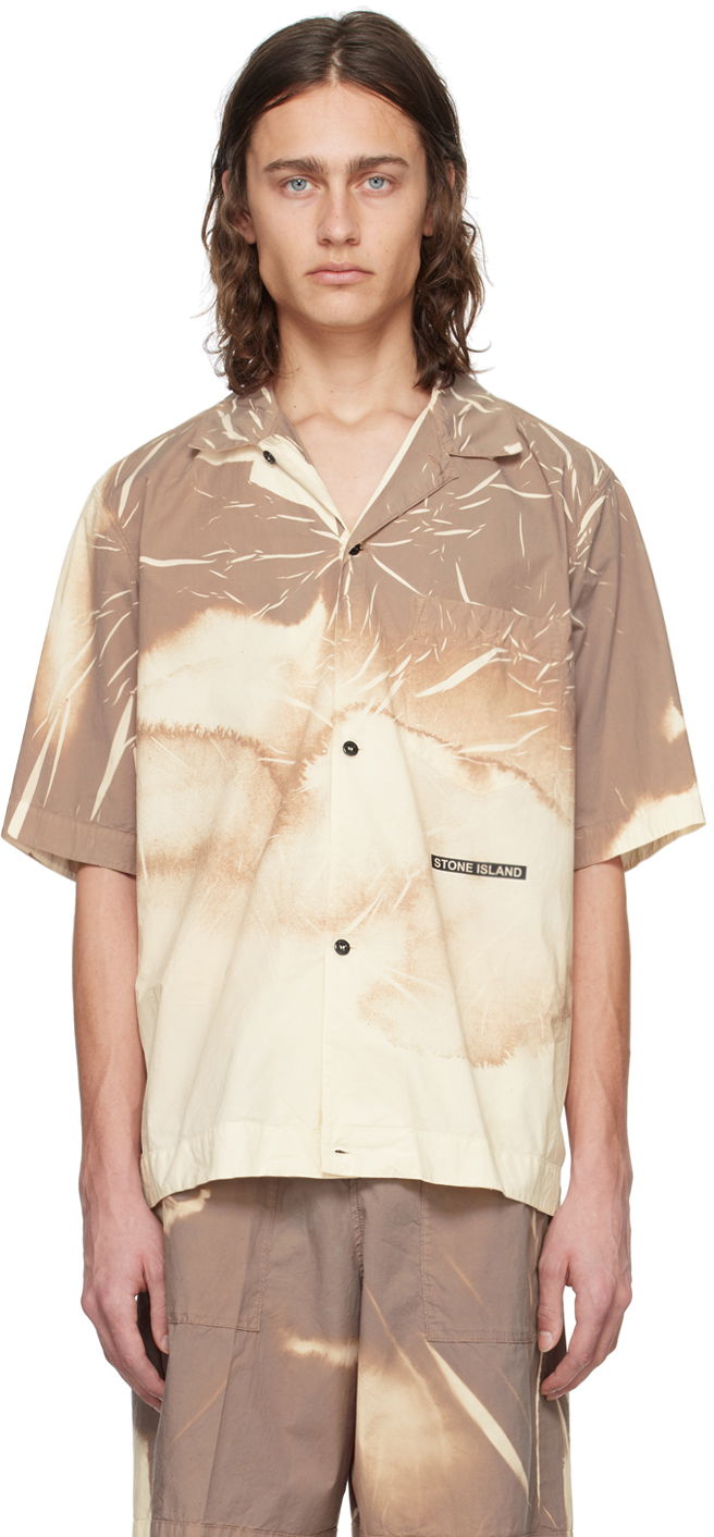 Skjorta Stone Island Brown Graphic Shirt Beige | 801512393