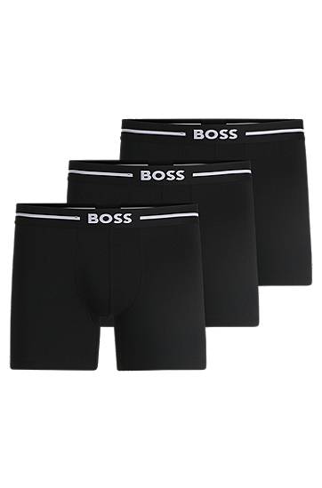 Boxare BOSS Three-pack Stretch-Cotton Boxer Briefs with Logos Svart | 50510698, 0