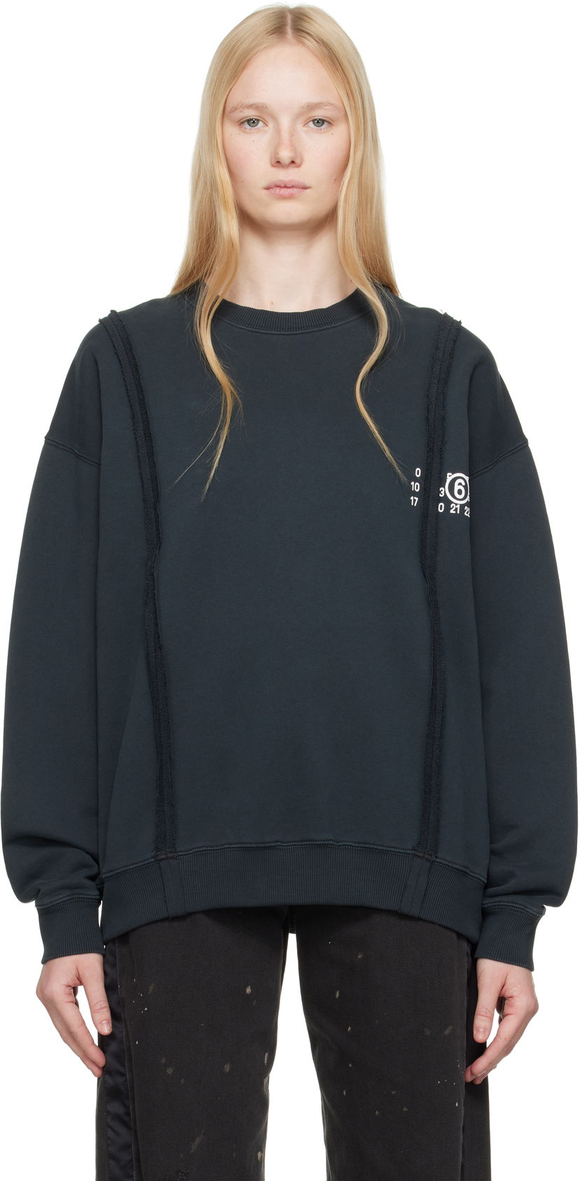 Sweater Maison Margiela MM6 Maison Margiela Ribbon Sweatshirt Svart | SH2GU0019 M25004