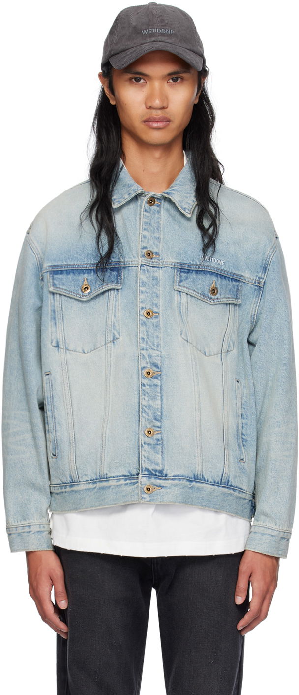 Jacka We11done Washed Denim Jacket Blå | WD-DJ2-24-345-M-SK