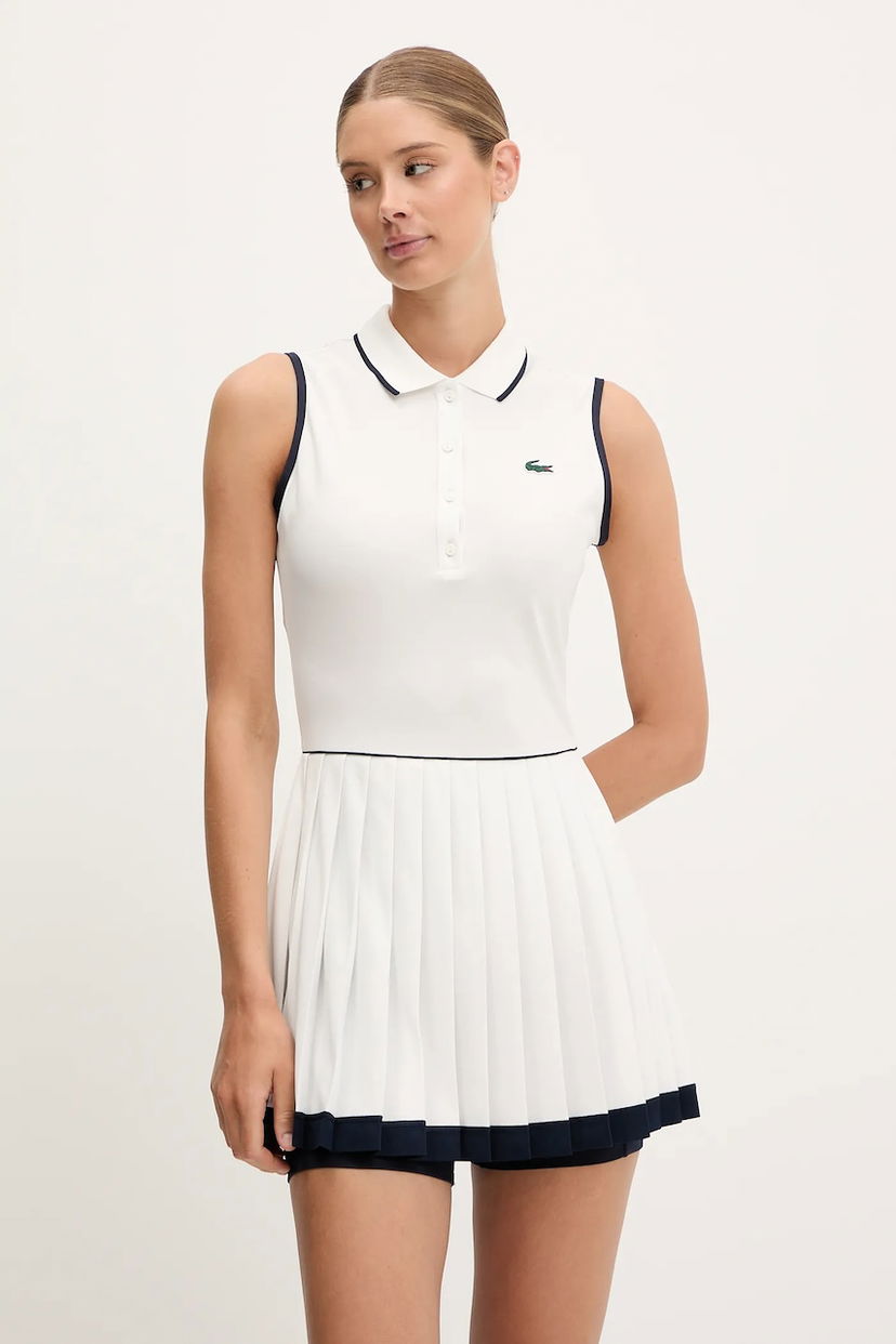 Klä Lacoste Sleeveless Pleated Polo Mini Dress Vit | EF8582
