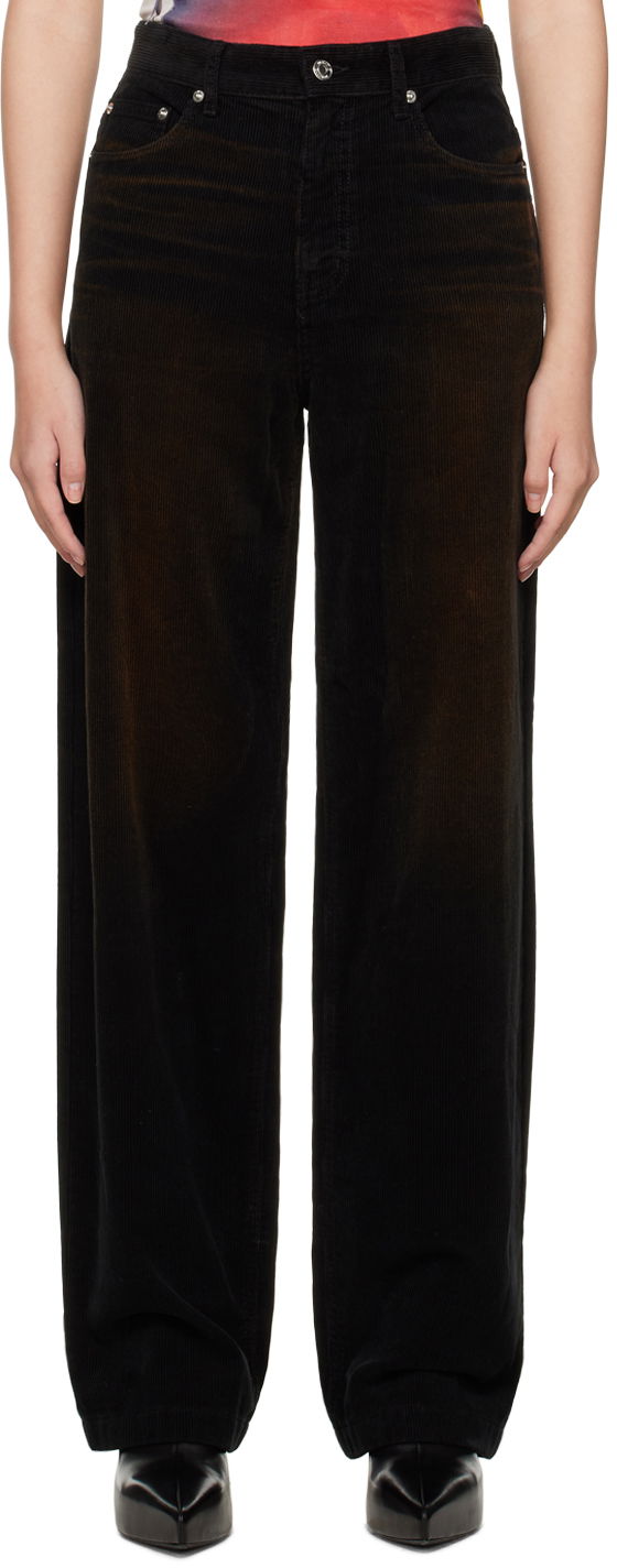 Jeans We11done Washed Wide-Leg Trousers Svart | WD-DP3-22-392-W-BK