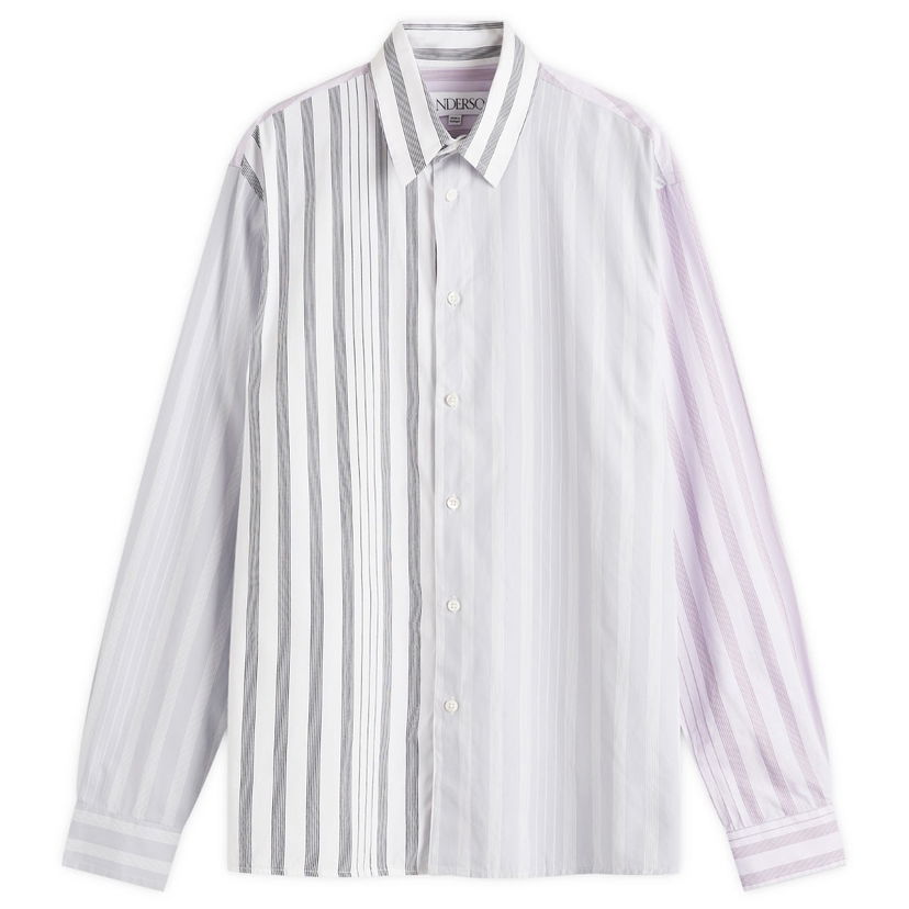 Skjorta JW Anderson Stripe Patchwork Shirt Grå | SH0323-PG1575-000