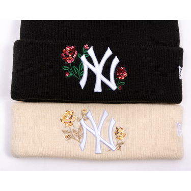 Mössa New Era Beanie MLB Sequin Rose NY Yankees One Size Beige | 60691295, 3
