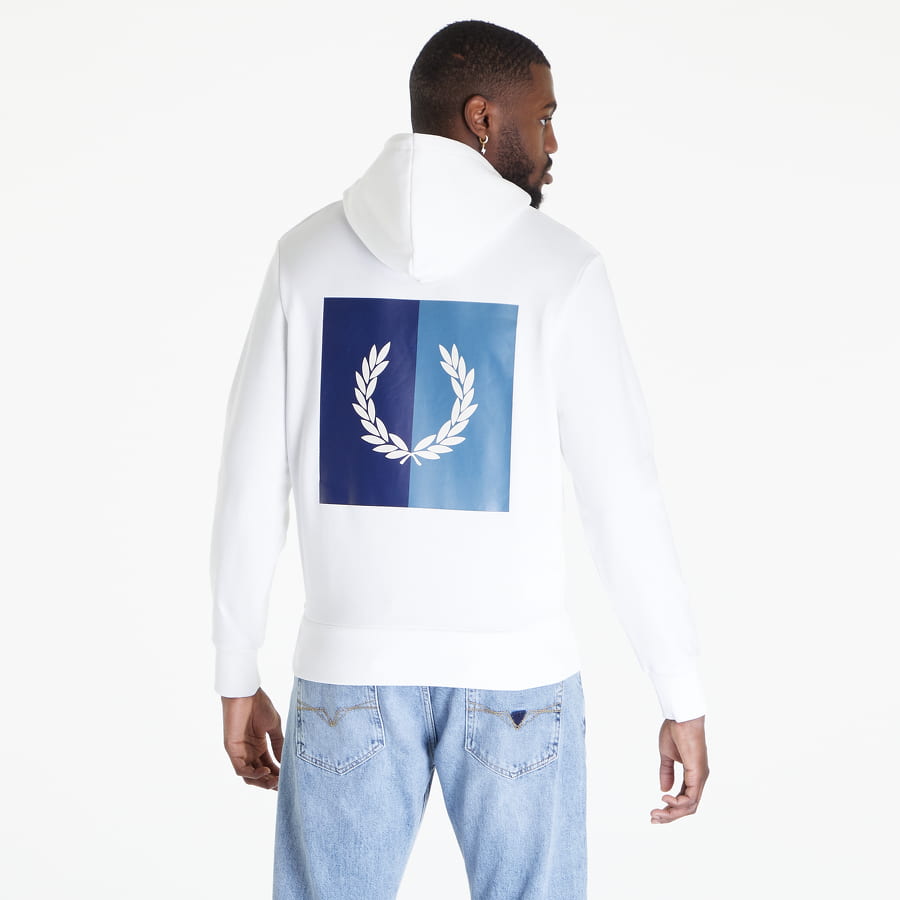 Sweatshirt Fred Perry Laurel Wreath Hooded Sweatshirt Vit | M4624 129, 1