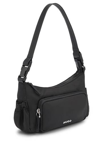 Axelväska BOSS HUGO Smooth Twill Shoulder Bag with Interchangeable Strap Svart | 50547092, 1