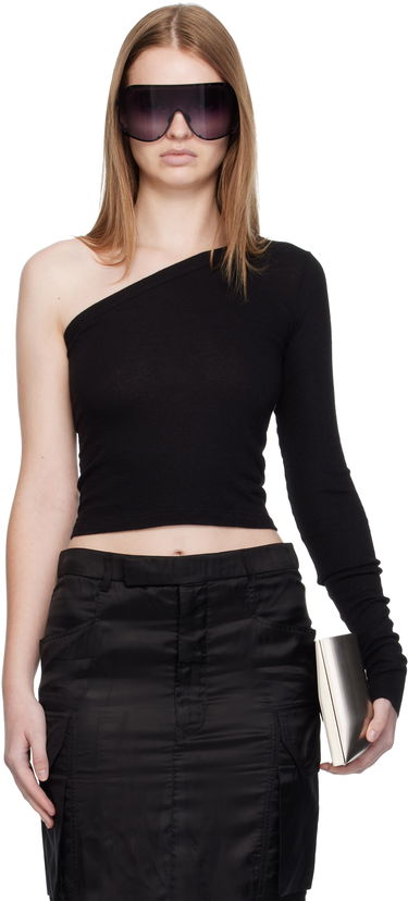 T-shirt Rick Owens Concordians Ziggy One-Shoulder Long Sleeve Top Svart | RP02E4261 JR, 0