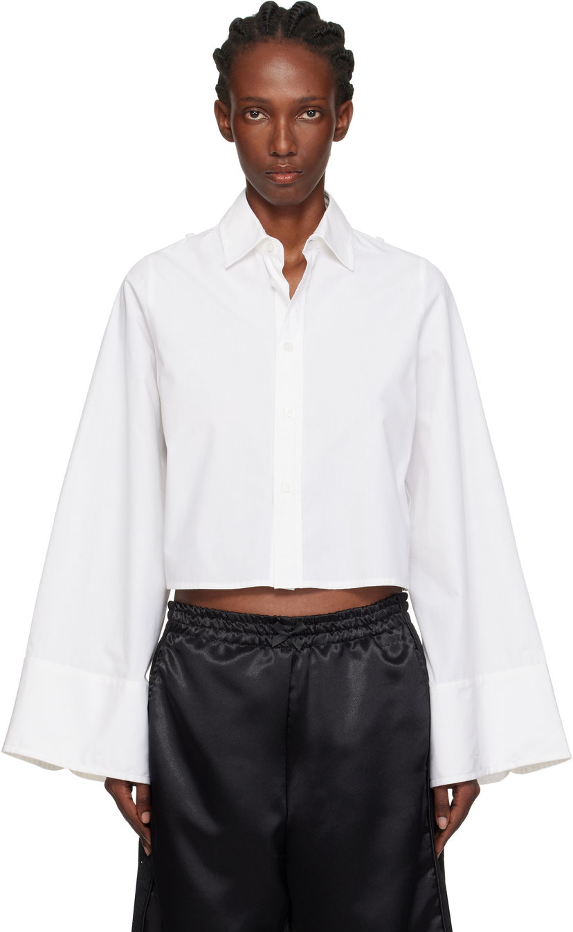 Skjorta Maison Margiela MM6 Maison Margiela Cotton Cropped Shirt Vit | S52DT0044 M35480