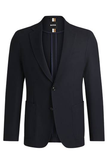 Jacka BOSS Slim Fit Stretch Piqué Blazer with Notched Lapels Mörkblå | 50535014, 0