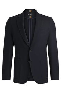Slim Fit Stretch Piqué Blazer with Notched Lapels
